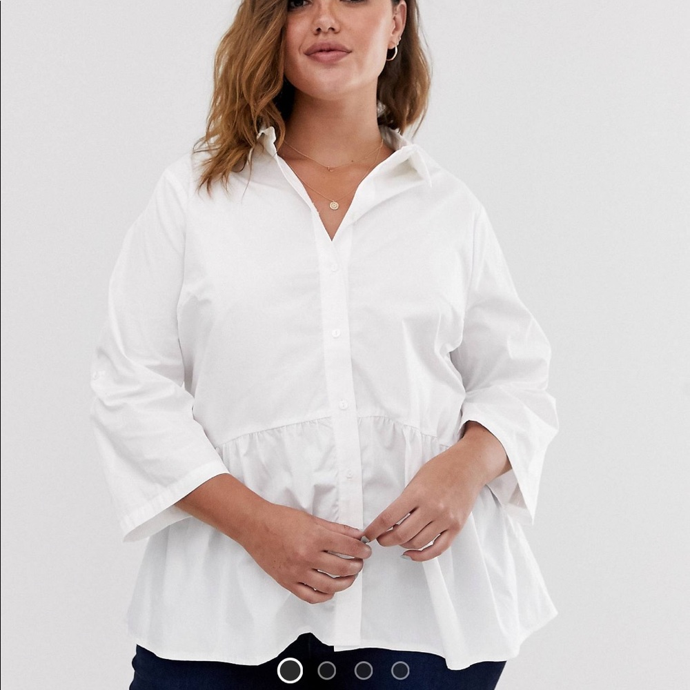 Peplum Hem Cotton shirt - Work Shirt